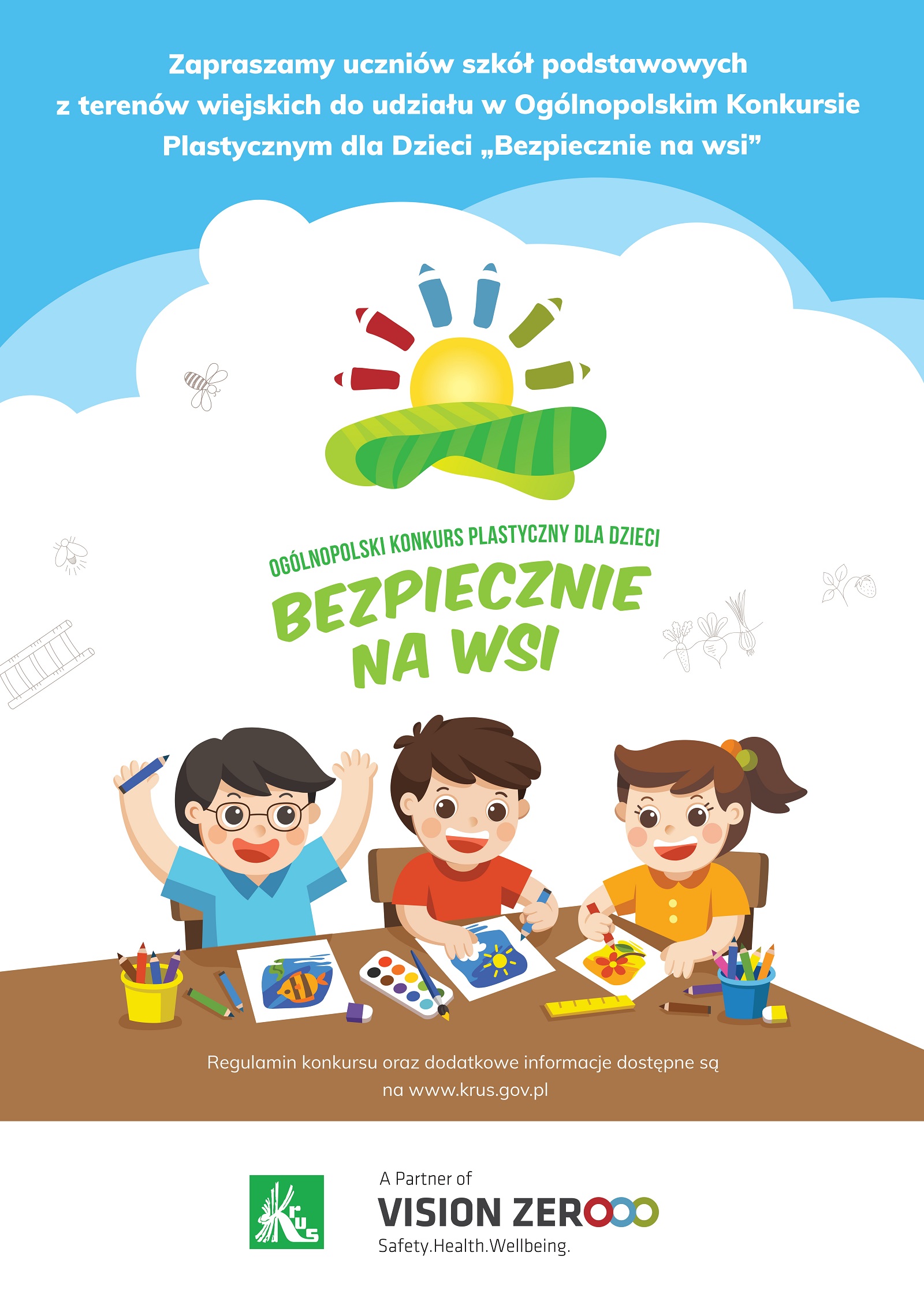 Konkurs Plastyczny dla Dzieci pod hasłem „Bezpiecznie na wsi mamy – od 30 lat z KRUS wypadkom zapobiegamy”